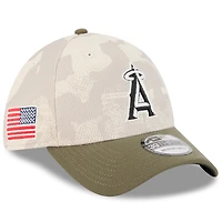 Men's New Era Light Beige/Olive Los Angeles Angels 2025 Armed Forces Day 39THIRTY Flex Hat