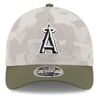 Men's New Era Light Beige/Olive Los Angeles Angels 2025 Armed Forces Day 9FORTY M-Crown A-Frame Adjustable Hat