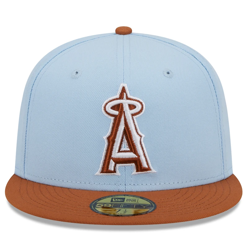 Men's New Era Light Blue/Brown Los Angeles Angels Spring Color Basic Two-Tone 59FIFTY Fitted Hat