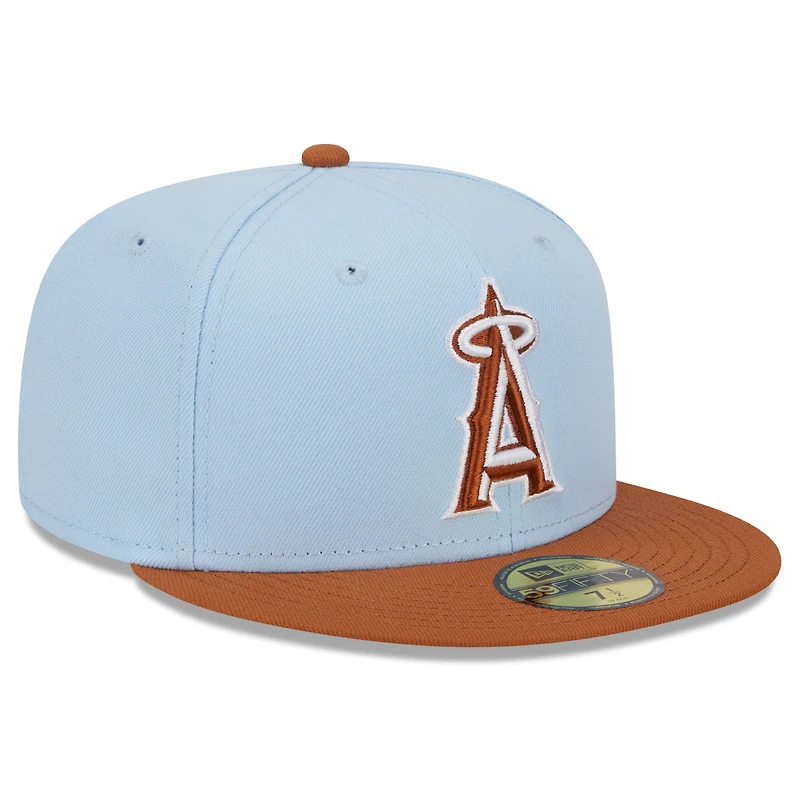 Men's New Era Light Blue/Brown Los Angeles Angels Spring Color Basic Two-Tone 59FIFTY Fitted Hat