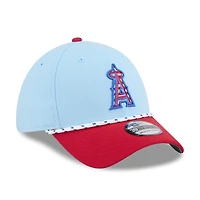 Men's New Era Light Blue/Red Los Angeles Angels 2025 Fourth of July 39THIRTY Flex Hat