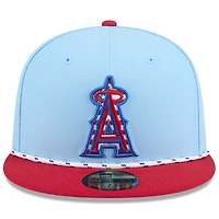 Casquette ajustée New Era 59FIFTY bleu clair/rouge pour homme des Los Angeles Angels 2025, 4 juillet
