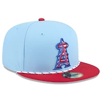 Men's New Era Light Blue/Red Los Angeles Angels 2025 Fourth of July 59FIFTY Fitted Hat
