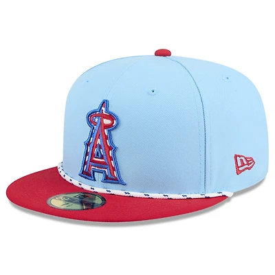 Men's New Era Light Blue/Red Los Angeles Angels 2025 Fourth of July 59FIFTY Fitted Hat