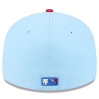 Casquette ajustée New Era 59FIFTY bleu clair/rouge Los Angeles Angels 2025 pour homme, modèle 4 juillet
