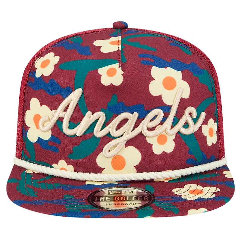 Men's New Era Maroon Los Angeles Angels Summer Cab Golfer Adjustable Hat