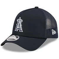 Men's New Era Navy Los Angeles Angels 2026 Batting Practice Apex 9FORTY Adjustable Trucker Hat