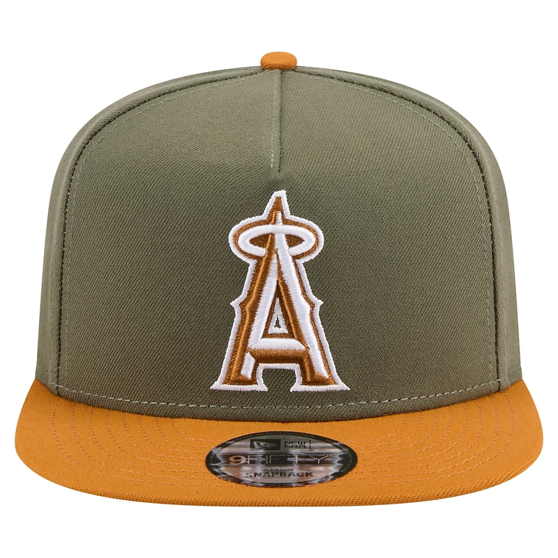 Men's New Era  Olive/Brown Los Angeles Angels Color Pack A-Frame 9FIFTY Snapback Hat