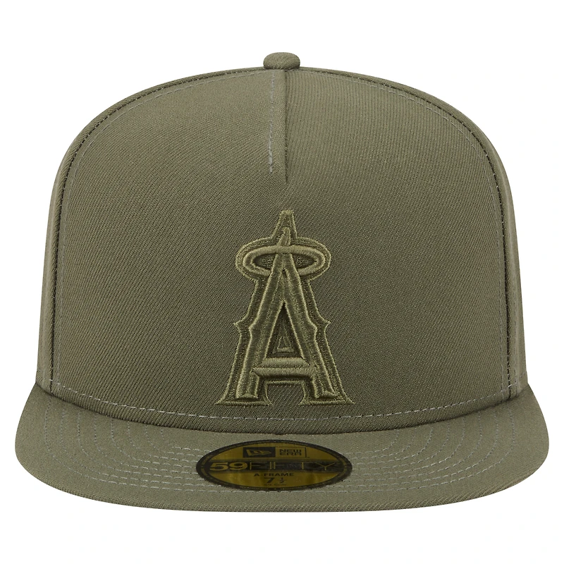 Casquette ajustée A-Frame 59FIFTY pour homme New Era, coloris olive, Los Angeles Angels