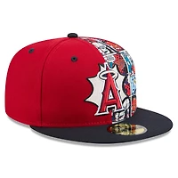 Casquette ajustée 59FIFTY New Era rouge/bleu marine Los Angeles Angels 2025 MLB Players' Weekend pour homme
