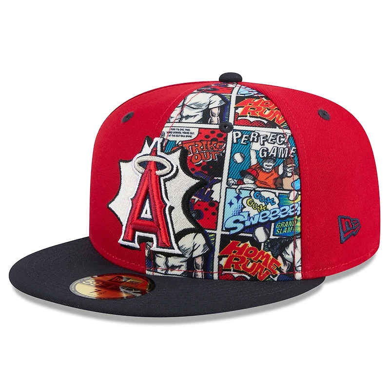 Casquette ajustée 59FIFTY New Era rouge/bleu marine Los Angeles Angels 2025 MLB Players' Weekend pour homme