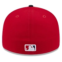 Casquette ajustée New Era 59FIFTY rouge/marine pour homme, Los Angeles Angels, entraînement de printemps 2026, profil bas