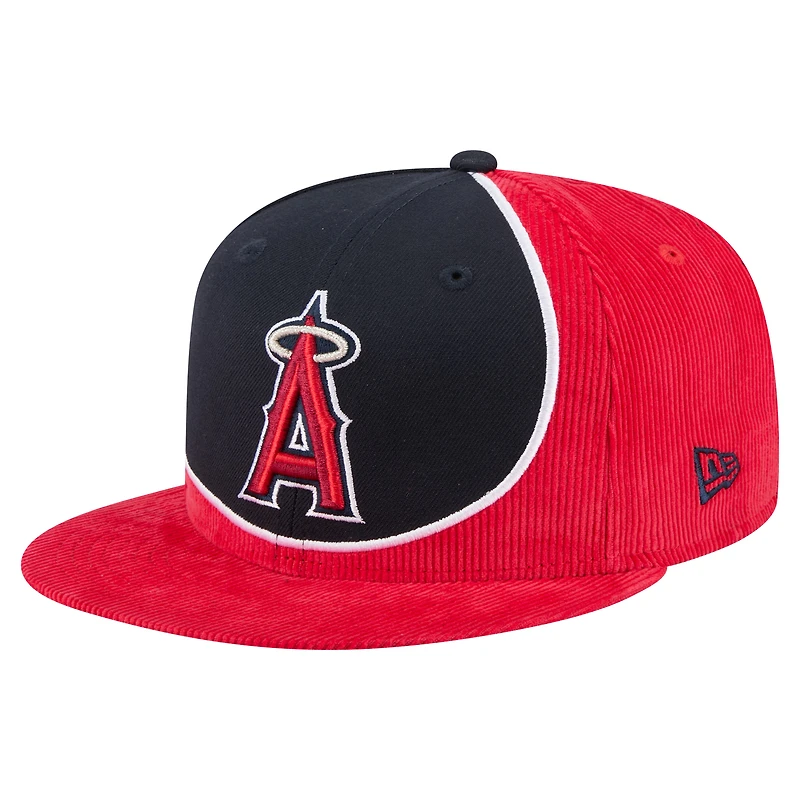 Casquette snapback rétro en velours côtelé rouge/bleu marine Los Angeles Angels de New Era pour homme