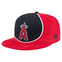 Casquette snapback rétro en velours côtelé rouge/bleu marine Los Angeles Angels de New Era pour homme