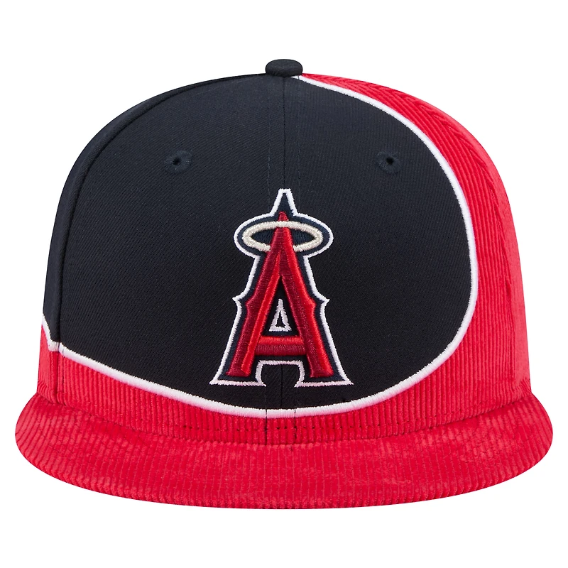 Men's New Era Red/Navy Los Angeles Angels Retro Split Corduroy Snapback Hat