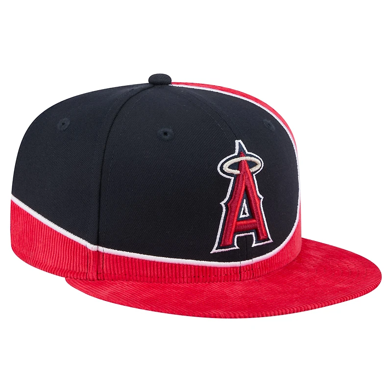 Casquette snapback rétro en velours côtelé rouge/bleu marine Los Angeles Angels de New Era pour homme