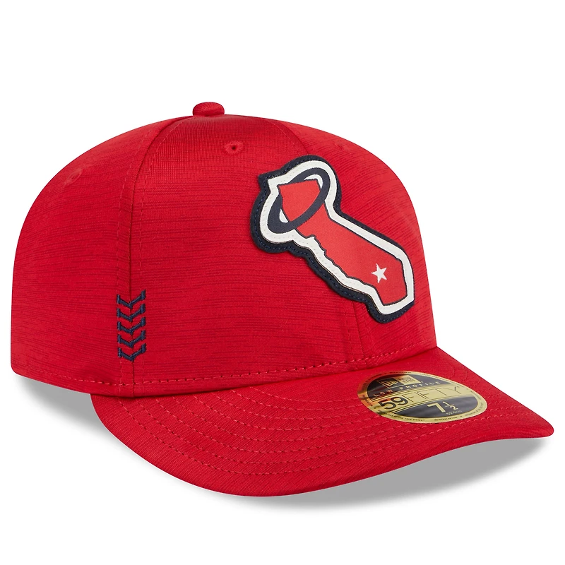 Casquette ajustée 59FIFTY Los Angeles Angels 2024 Clubhouse Low Profile New Era pour homme, rouge