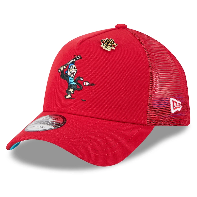 Men's New Era  Red Los Angeles Angels 2025 Big League Chew A-Frame 9FORTY Adjustable Trucker Hat