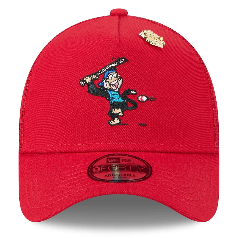 Men's New Era  Red Los Angeles Angels 2025 Big League Chew A-Frame 9FORTY Adjustable Trucker Hat