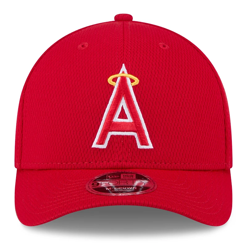 Men's New Era Red Los Angeles Angels 2025 MLB Clubhouse 9FORTY Adjustable Hat