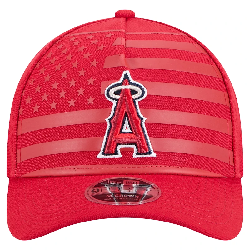 Men's New Era Red Los Angeles Angels American Flag 9FORTY M-Crown A-Frame Adjustable Hat