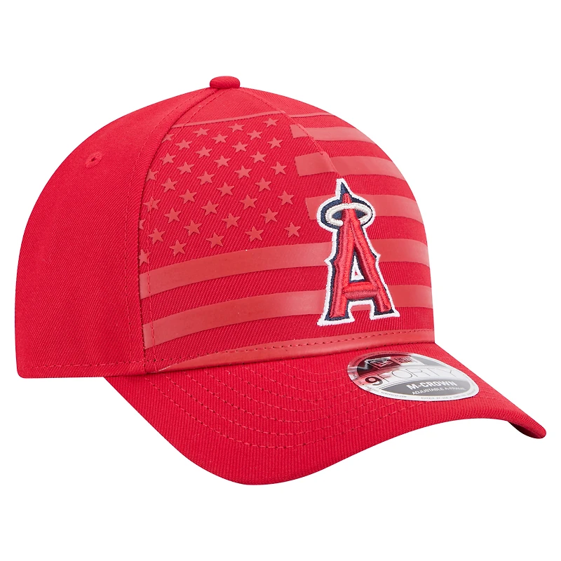 Men's New Era Red Los Angeles Angels American Flag 9FORTY M-Crown A-Frame Adjustable Hat