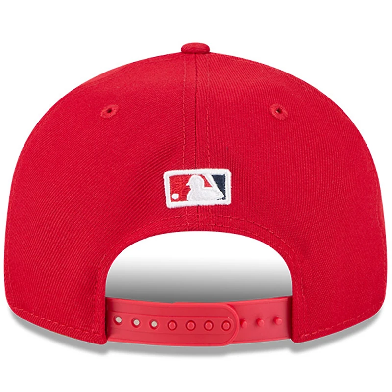 Casquette ajustable New Era rouge 9FIFTY pour homme, motif Temple de la renommée du baseball des Los Angeles Angels, couronne rétro
