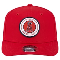 Men's New Era Red Los Angeles Angels Circle Patch 9SEVENTY Stretch-Snap Hat