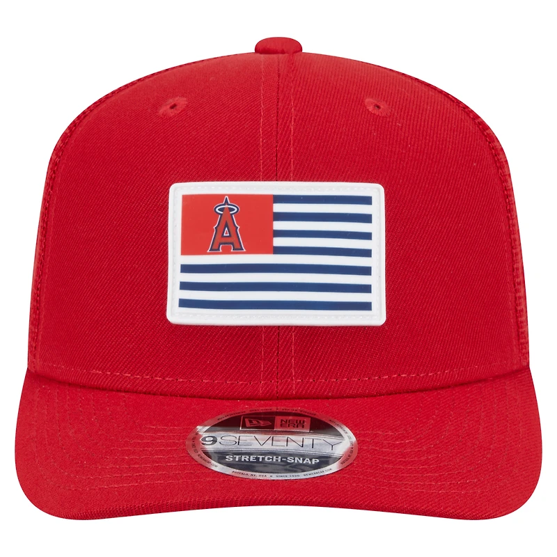 Men's New Era Red Los Angeles Angels Flag 9SEVENTY Stretch-Snap Hat