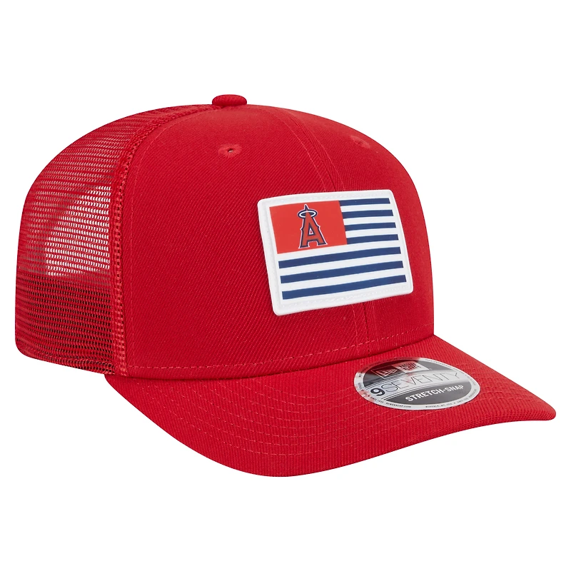 Men's New Era Red Los Angeles Angels Flag 9SEVENTY Stretch-Snap Hat