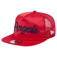 Casquette de golf ajustable rétro en satin rouge Los Angeles Angels de New Era pour homme
