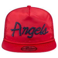 Casquette de golf ajustable rétro en satin rouge Los Angeles Angels de New Era pour homme