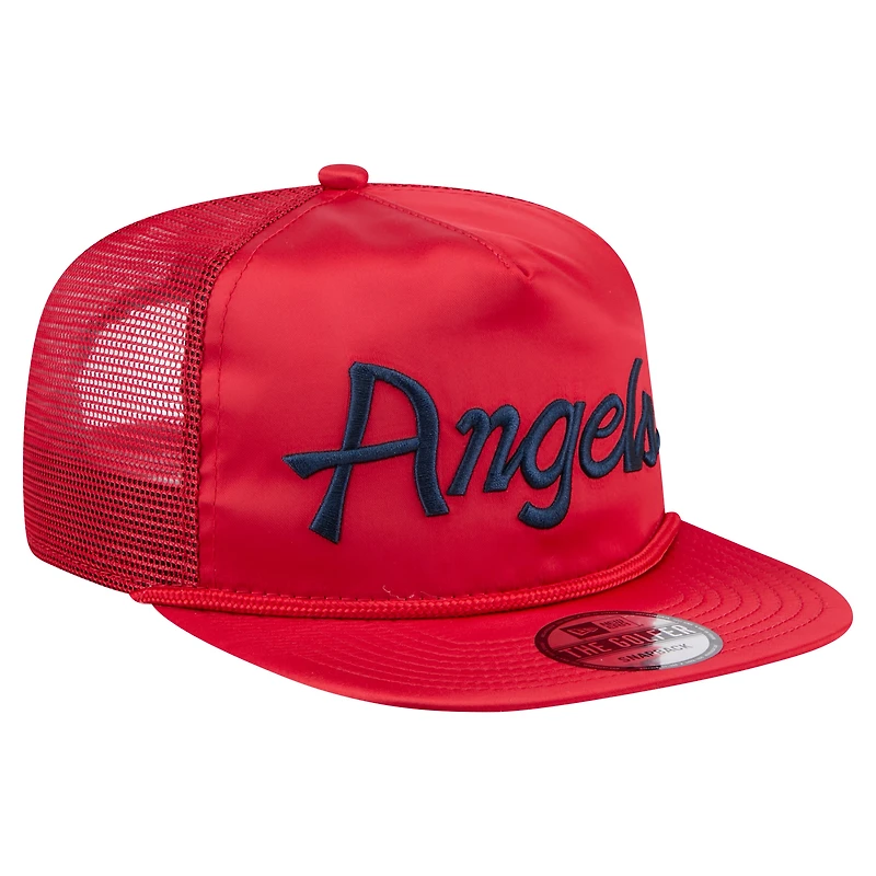 Casquette de golf ajustable rétro en satin rouge Los Angeles Angels de New Era pour homme
