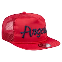Casquette de golf ajustable rétro en satin rouge Los Angeles Angels de New Era pour homme