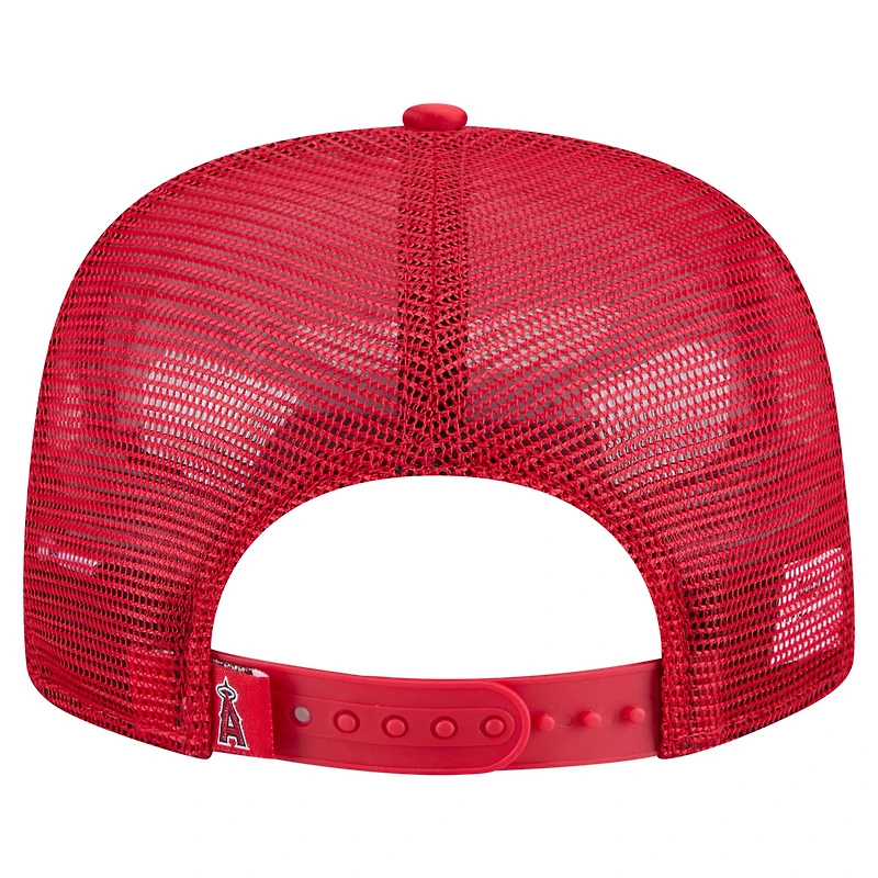 Men's New Era Red Los Angeles Angels Retro Satin Script Golfer Adjustable Hat