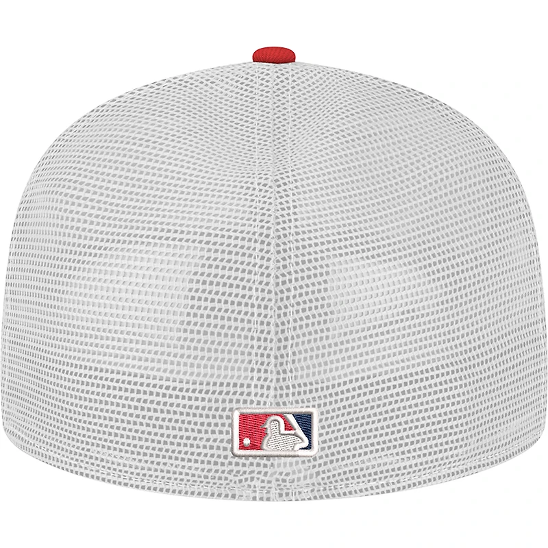 Men's New Era Red Los Angeles Angels Team Color 59FIFTY Trucker Fitted Hat