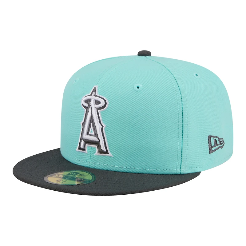 Casquette ajustée New Era 59FIFTY pour homme, turquoise et anthracite, Los Angeles Angels, lot de deux couleurs
