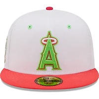 Men's New Era White/Coral Los Angeles Angels 50th Anniversary Strawberry Lolli 59FIFTY Fitted Hat