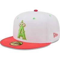 Men's New Era White/Coral Los Angeles Angels 50th Anniversary Strawberry Lolli 59FIFTY Fitted Hat