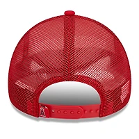 Men's New Era White/Red Los Angeles Angels Stacked A-Frame Trucker 9FORTY Adjustable Hat