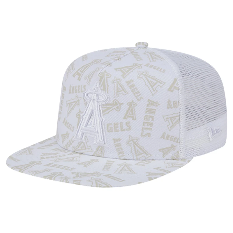 Men's New Era White Los Angeles Angels Logo Dunes A-Frame Trucker 9FIFTY Snapback Hat