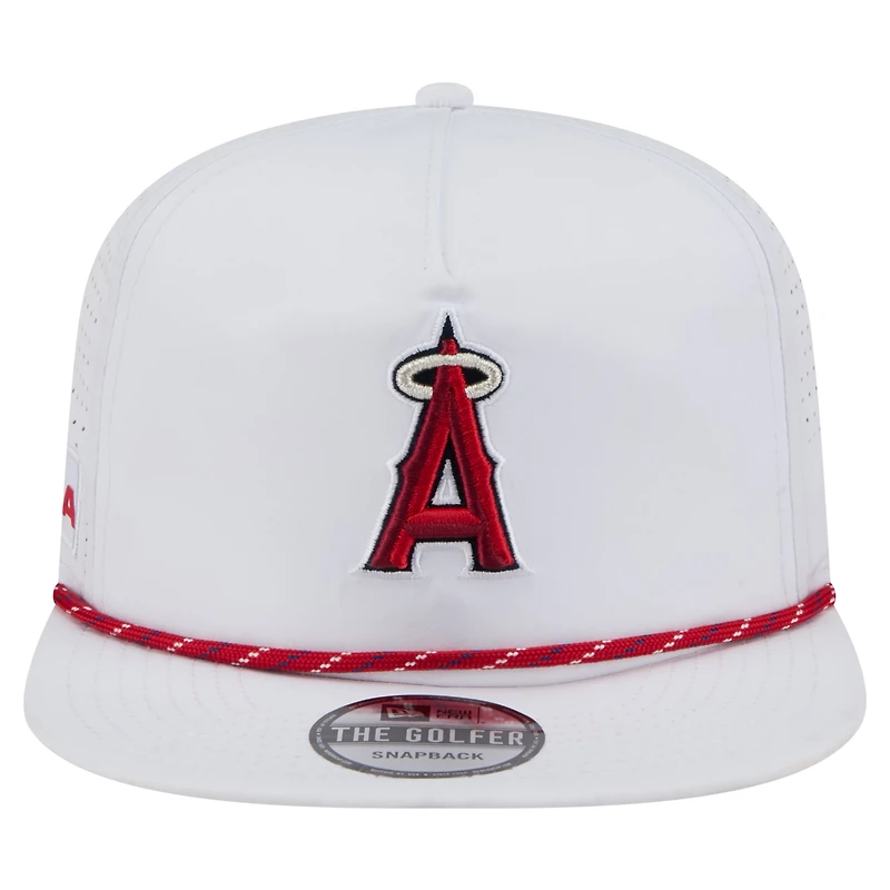 Men's New Era White Los Angeles Angels Perforated Golfer Snapback Hat