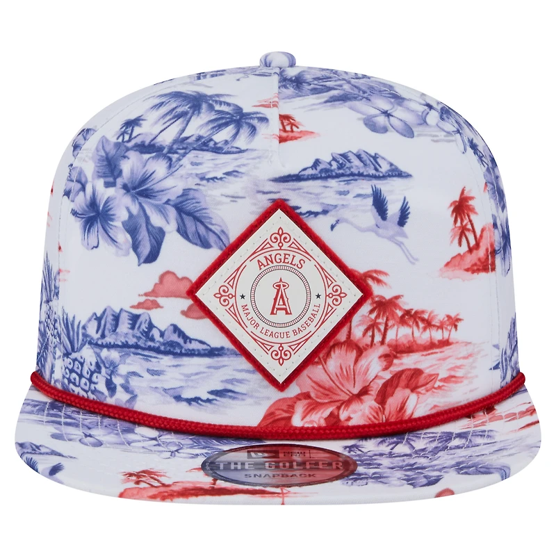 Men's New Era White Los Angeles Angels Printed Island Golfer Snapback Hat