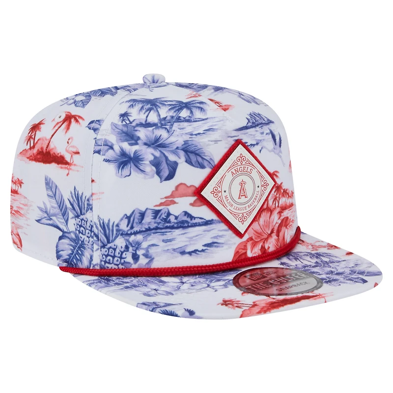 Men's New Era White Los Angeles Angels Printed Island Golfer Snapback Hat