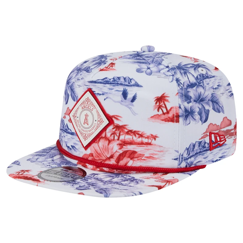 Men's New Era White Los Angeles Angels Printed Island Golfer Snapback Hat