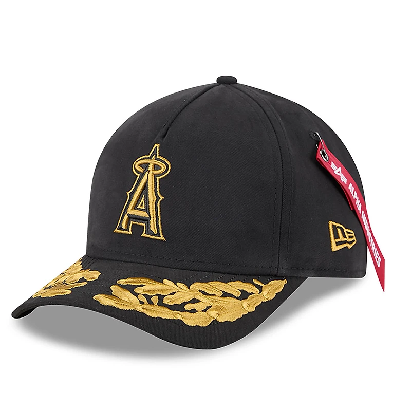 Men's New Era x Alpha Industries  Black Los Angeles Angels A-Frame 9FORTY Adjustable Hat