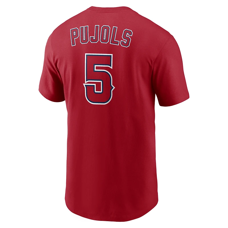 Men's Nike Albert Pujols Red Los Angeles Angels Cooperstown Collection Name & Number T-Shirt