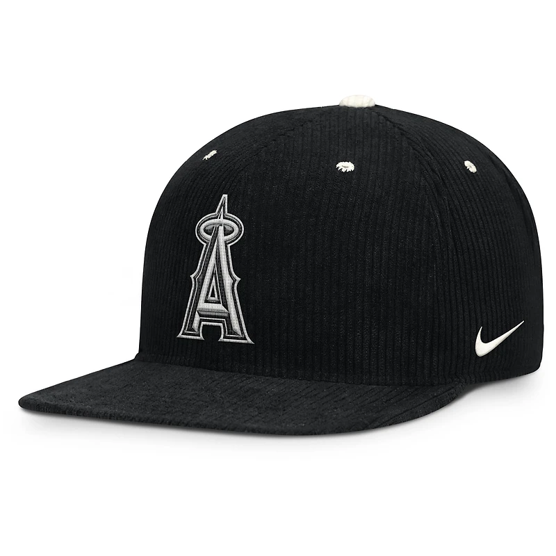 Casquette structurée à fermeture snapback Nike Los Angeles Angels Pro en velours côtelé noir pour homme