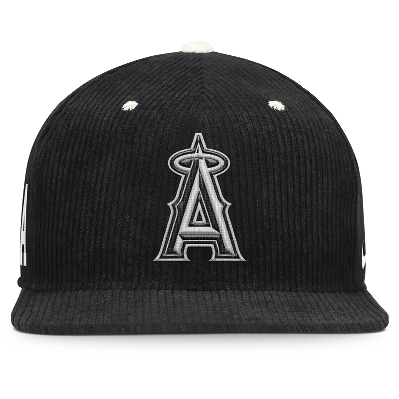 Casquette structurée à fermeture snapback Nike Los Angeles Angels Pro en velours côtelé noir pour homme