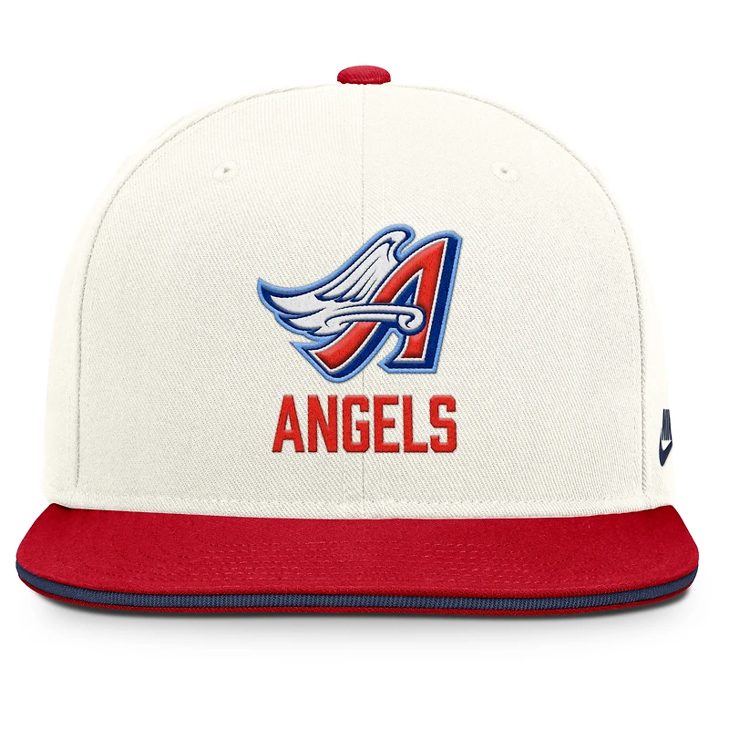 Casquette Nike Pro Dri-FIT pour homme, crème/rouge, Los Angeles Angels Cooperstown